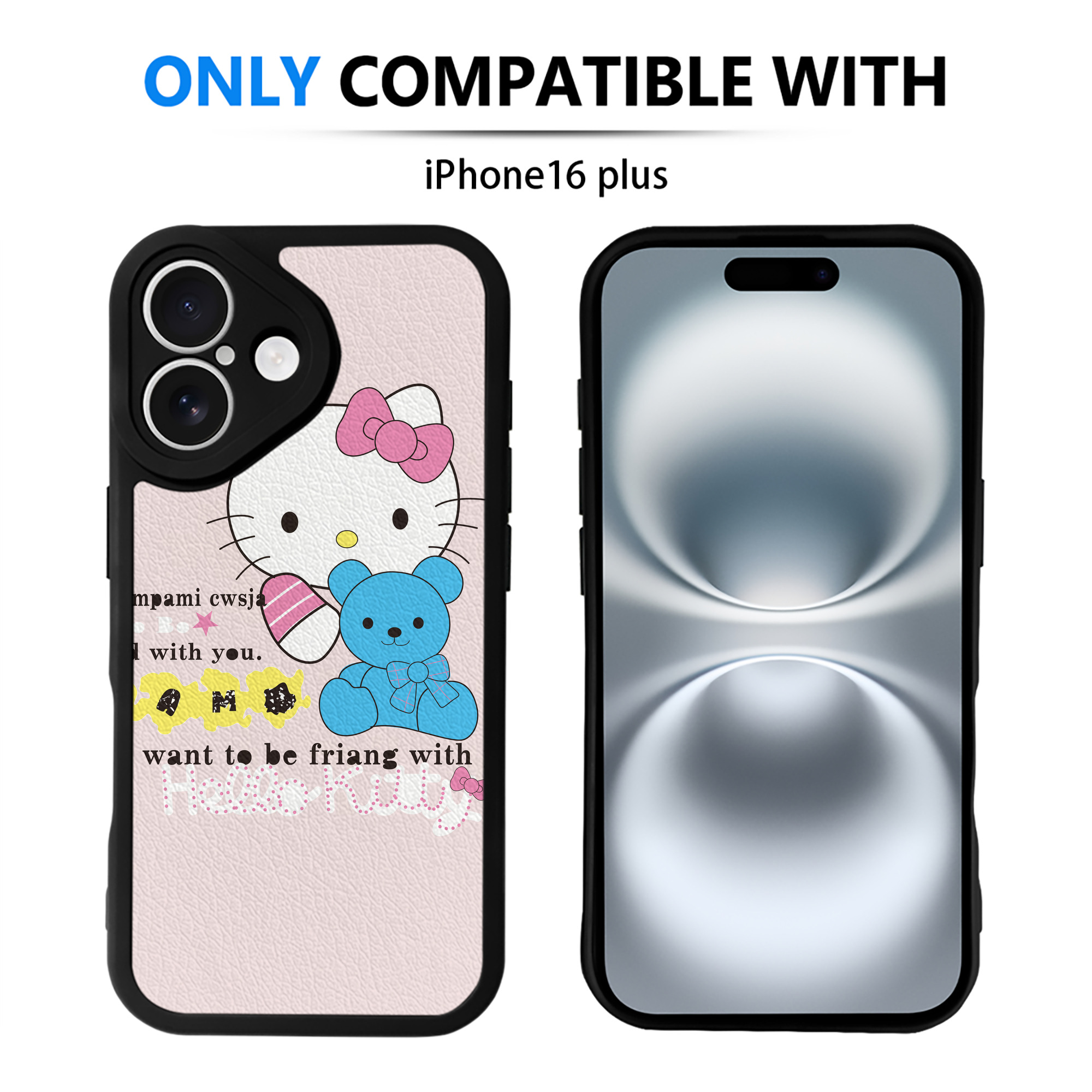 （画像用） Hello Kitty ハローキティ 【iPhone 16シリーズ対応】シリコンスマホケース（レザー調） 材質：シリコン